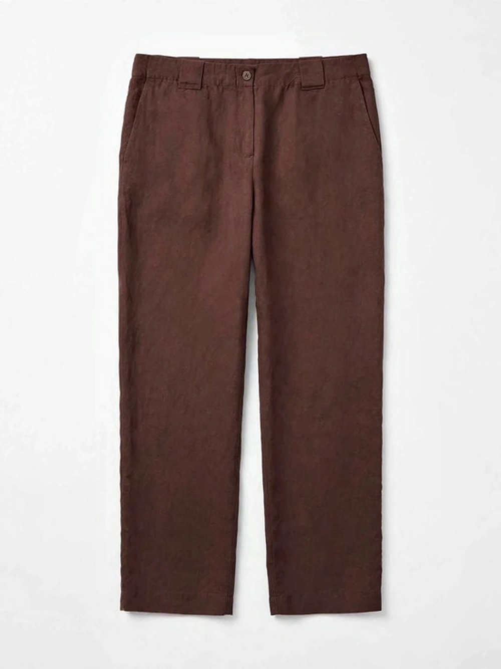 Women's Kim Rogers Signature Petite Linen Straight-Leg Pants in Brown Size PM